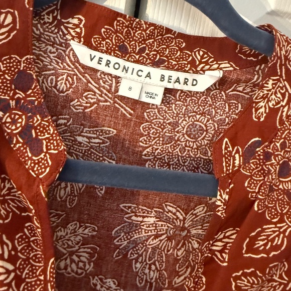 New Veronica Beard Swedie Red rust Floral Cotton Border Print Midi Dress paisley - Picture 13 of 15